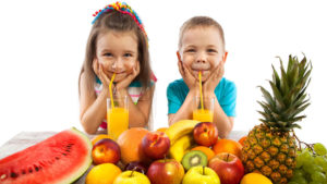 Children Drinking Fruit Juice